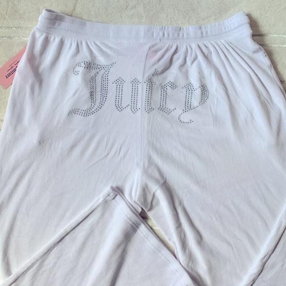 Juicy Couture White Velour Wide Leg Drawstring Pants with side pockets - Picture 3 of 7